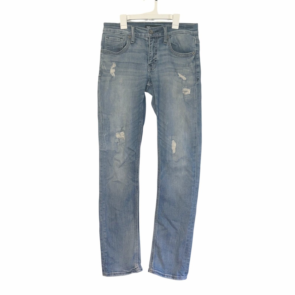 BKE Jake Straight Mens Light Wash Distressed Jeans Size 29 x 34